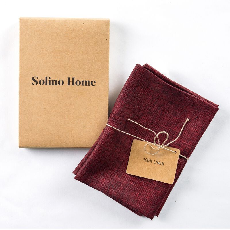 Solino Home 100% Pure Linen Kitchen Towels Set of 2 - 17 x 26 Inch | Athena