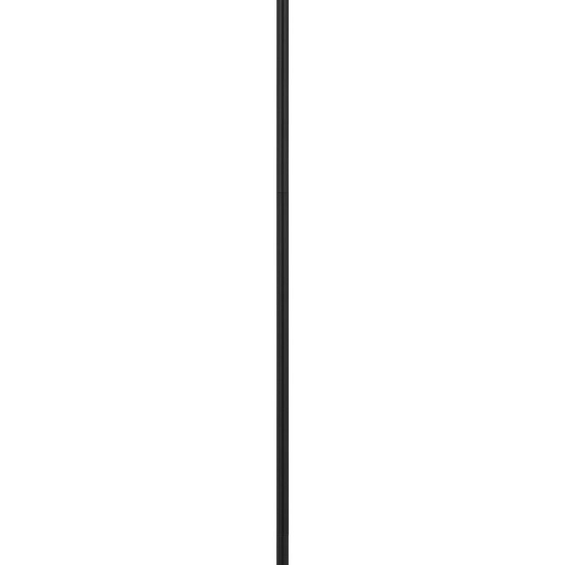 Plue 63 Inch Floor Lamp, Black Pole w Round Base, Cork Drum Shade - Benzara