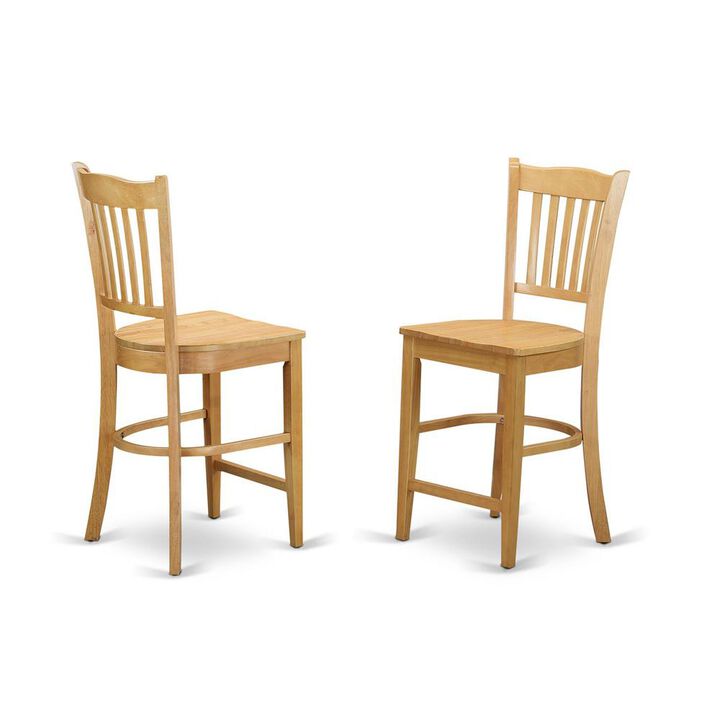 East West Furniture Groton  Counter  Stools  With  Wood  Seat  In  Oak  Finish,  Set  of  2