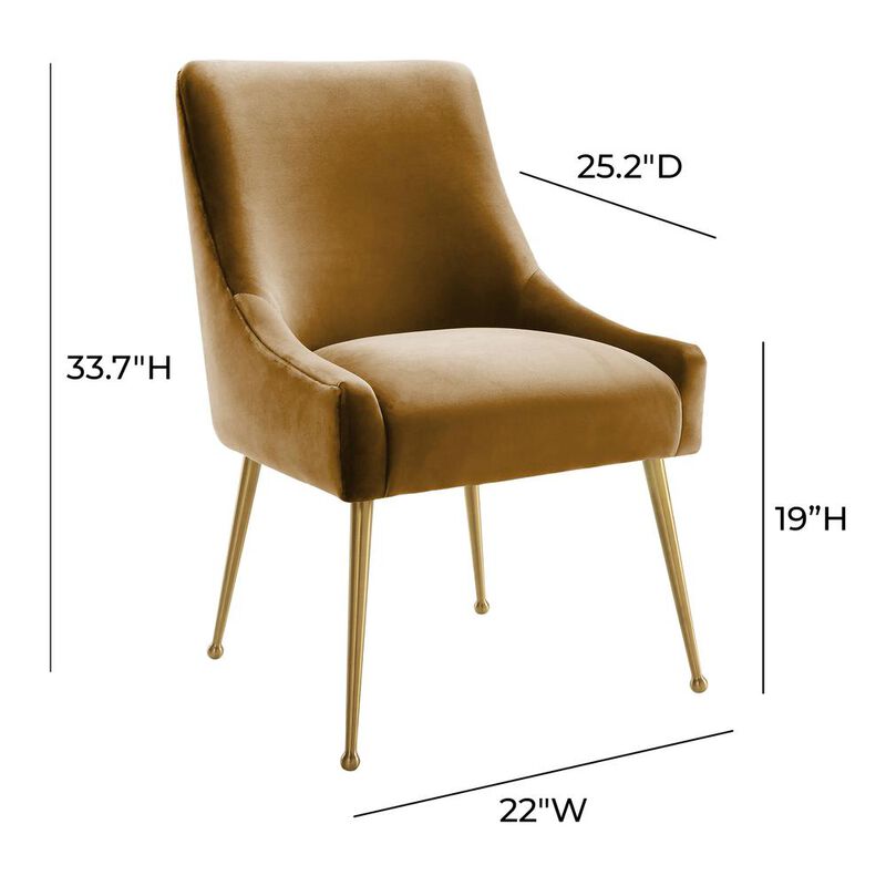 Belen Kox Luxe Cognac Velvet Side Chair, Belen Kox