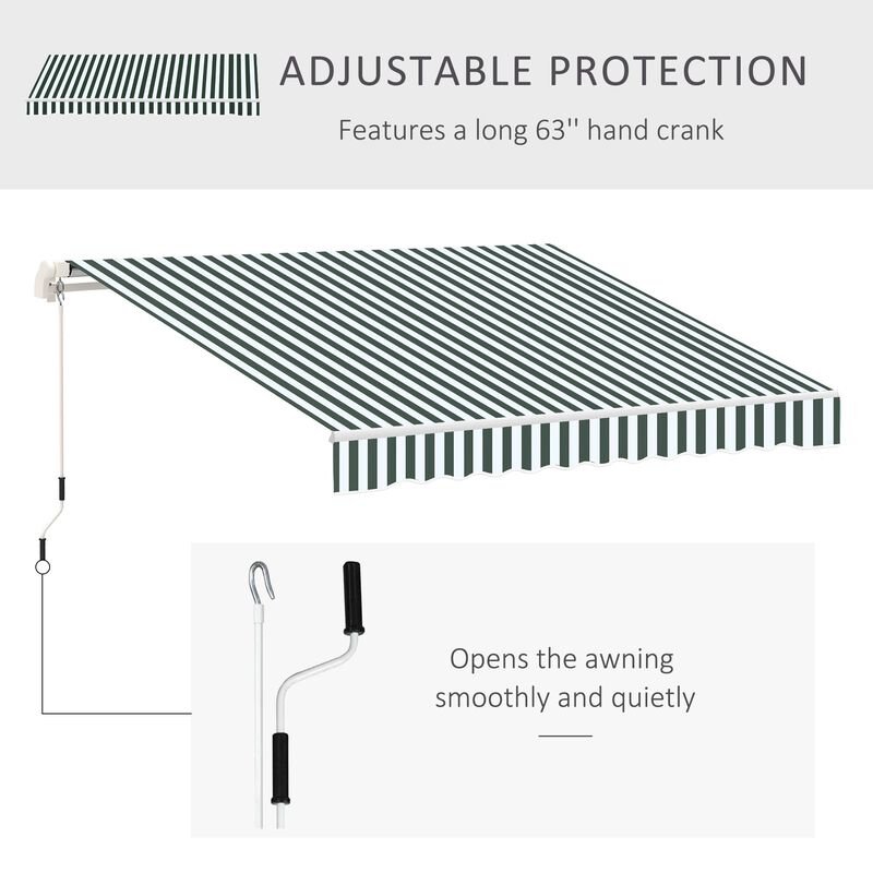 Green/White Sun Shield: 8'x7' Manual Retractable Patio Awning