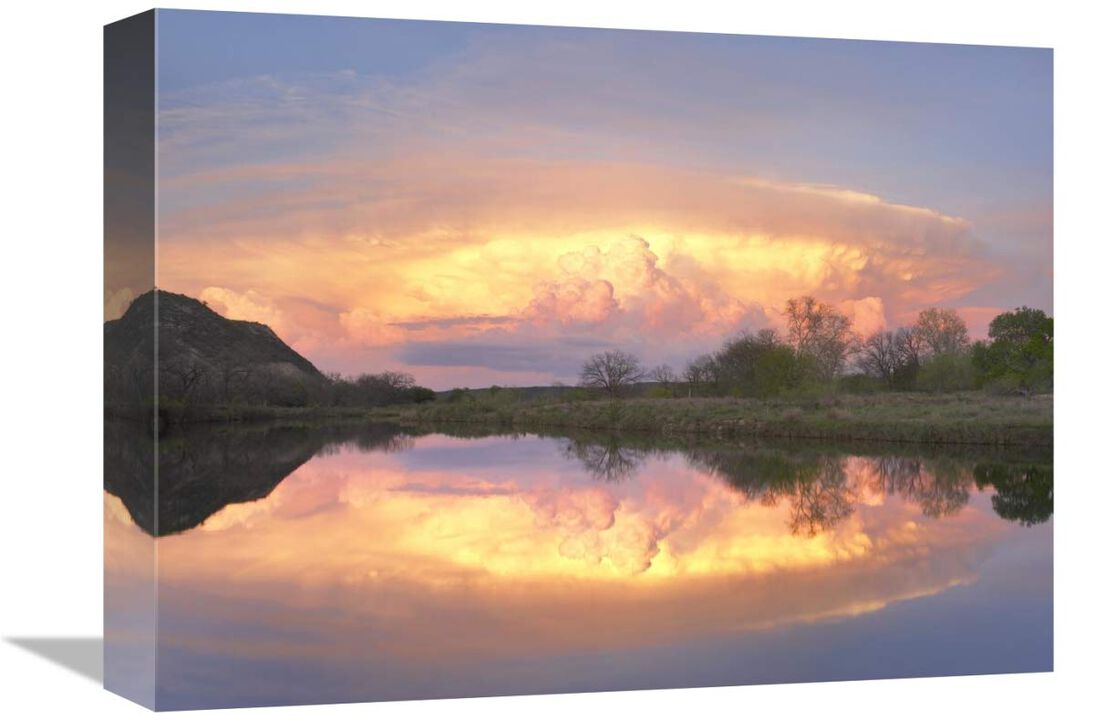 Storm clouds and South Llano River, South Llano River State Park, Texas-Canvas Art-16x12
