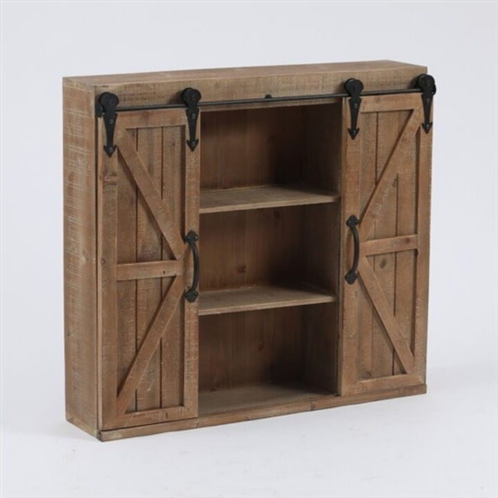 Farmhouse Sliding Bathroom Wall Mounted Cabinet with 2 Doors & Shelves – Rustic Charm Meets Practical Storage