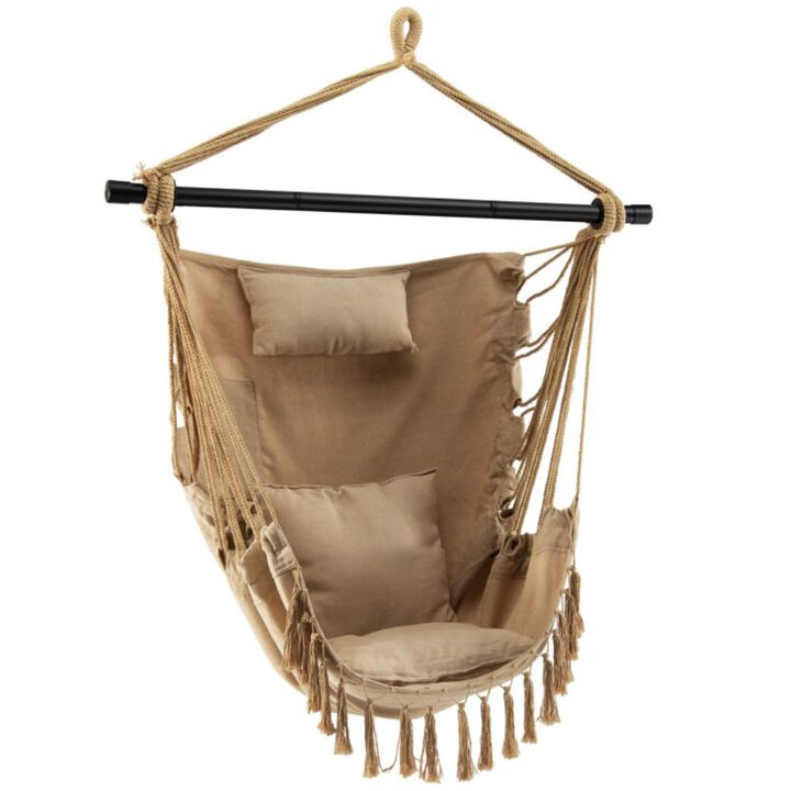 Hivvago Hanging Rope Swing Chair with Soft Pillow and Cushions
