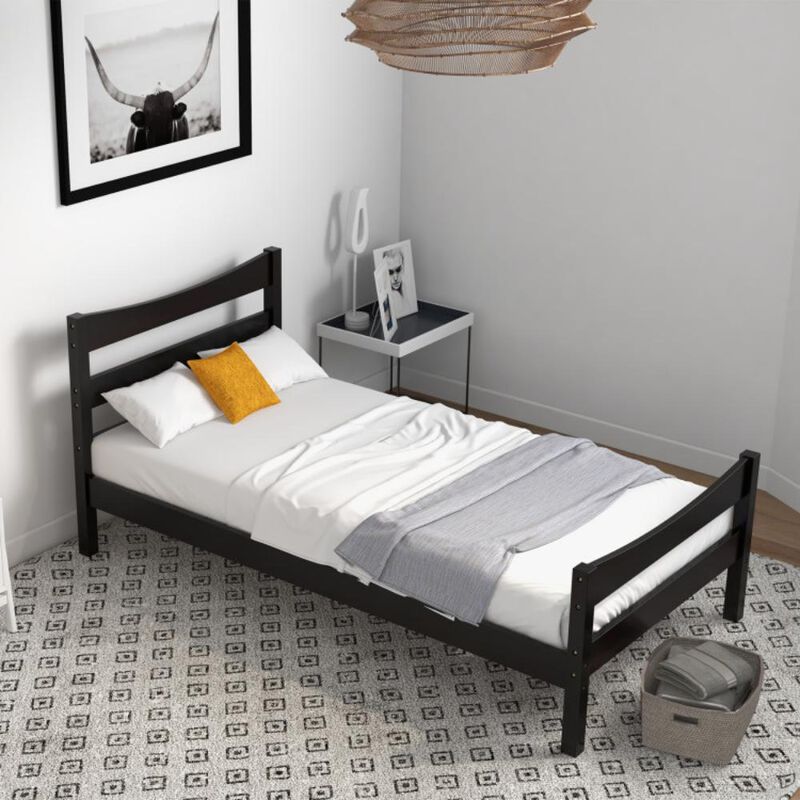 Hivvago Rustic Style Platform Bed Frame with Headboard and Footboard