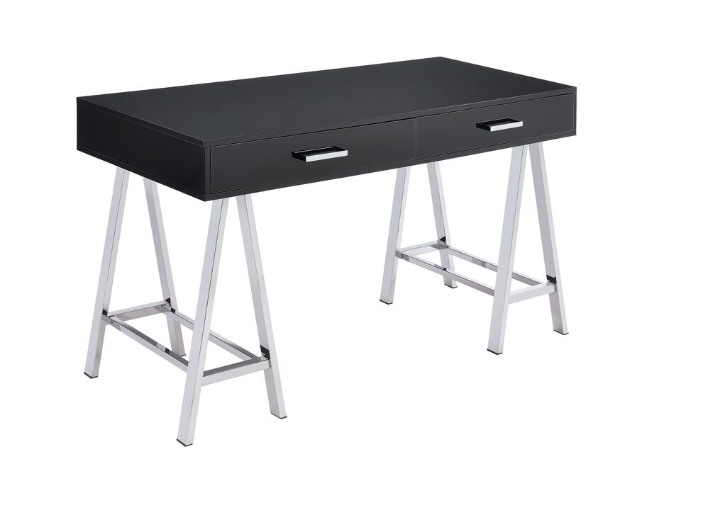 ACME Coleen Writing Desk, Black High Gloss & Chrome