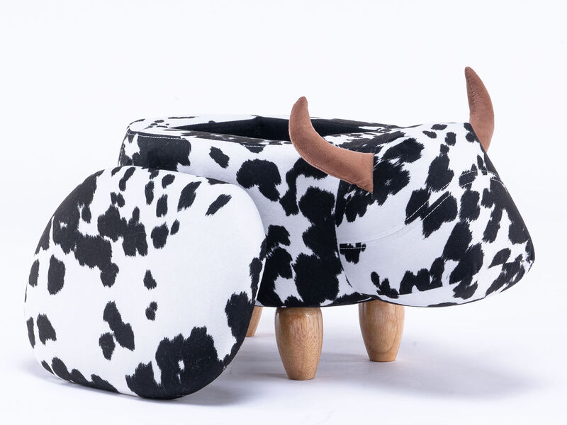 Black and White Cow Storage Ottoman