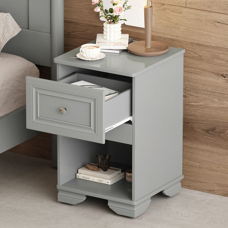 Merax Elegant Design Nightstand with A Drawer and Open Shelf