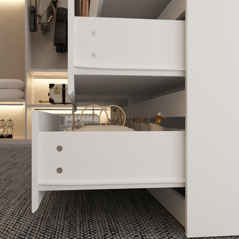 FUFU&GAGA 91.1" Modern Dresser and Vanity Combo with Spacious Storage Drawers, (91.1" W x 31.5" D x 35.8" H),White