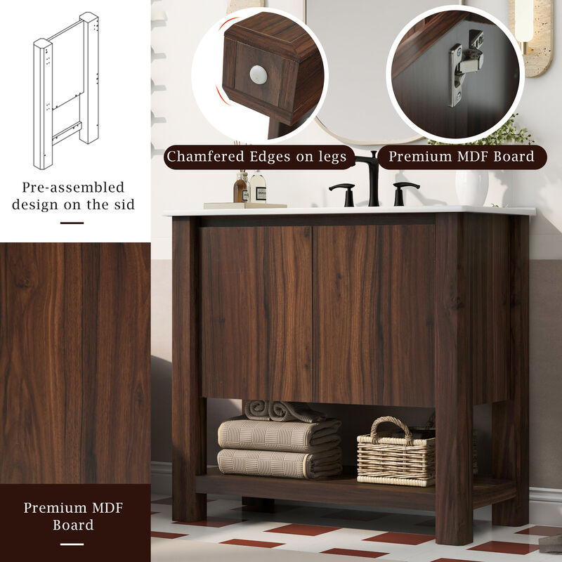 Merax Modern Bathroom Vanity with Rectangle Ceramic Sink