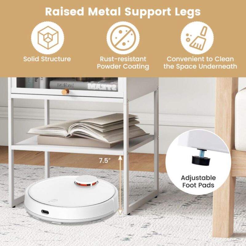 Hivvago Nightstand with Flip up Door Storage Shelf-White