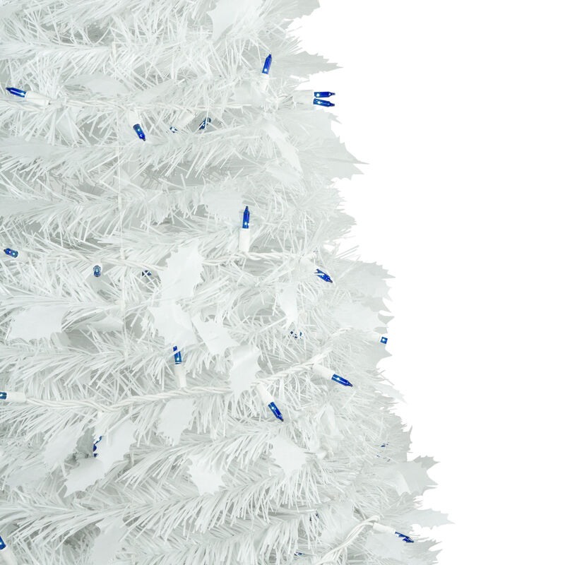 6ft Lighted White Tinsel Pop-Up Artificial Christmas Tree  Blue Lights