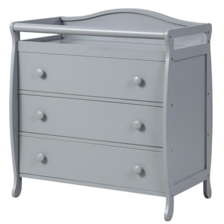3-Drawer Dresser Changing Table with Safety Belt Guardrails