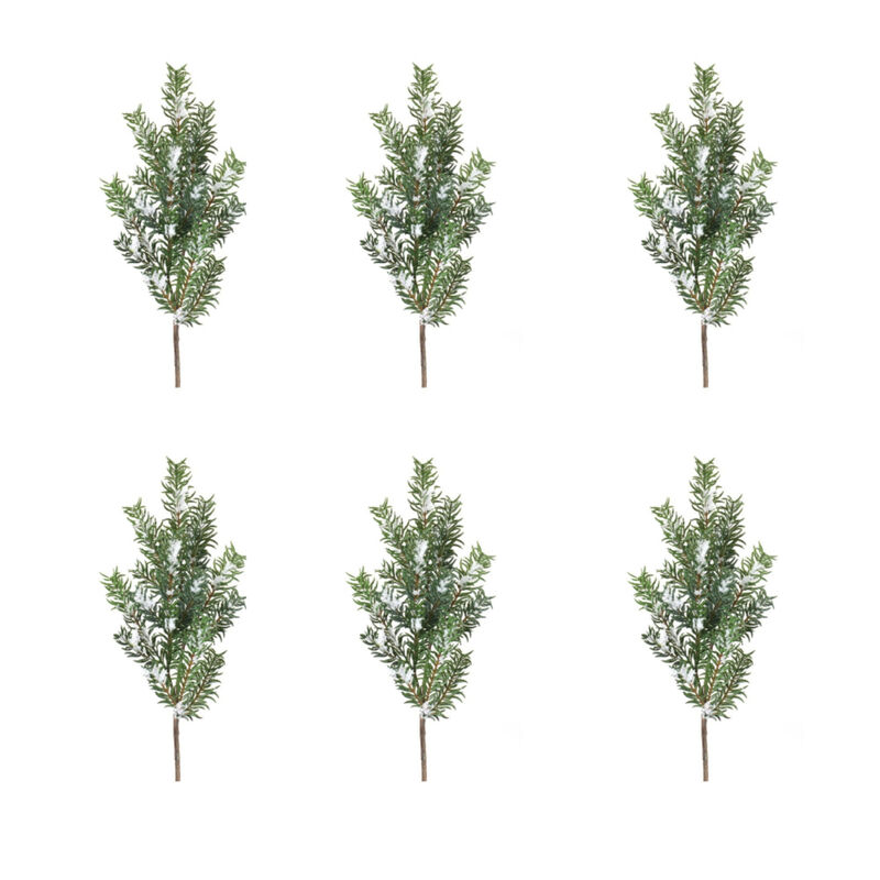 Artificial Snow Pine Sprays (Set of 6) for Festive Wreaths and Centerpieces