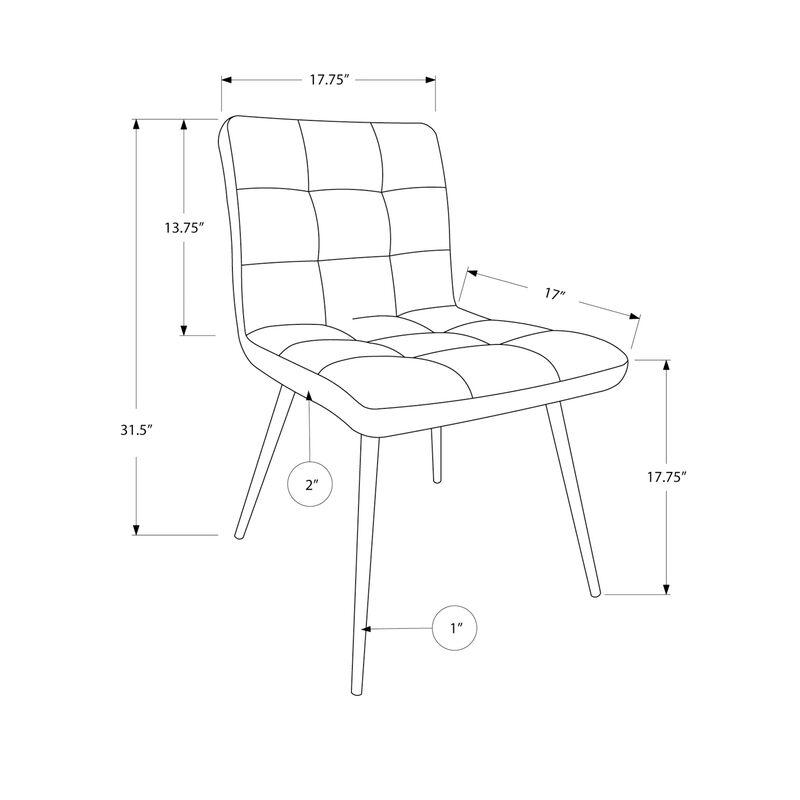 Monarch Specialties I 1071 Dining Chair, Set Of 2, Side, Upholstered, Kitchen, Dining Room, Pu Leather Look, Metal, White, Chrome, Contemporary, Modern