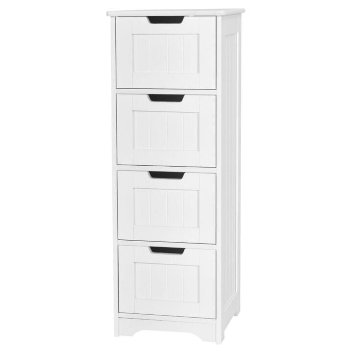 Hivvago Free-Standing Side Storage Organizer with 4 Drawers-White