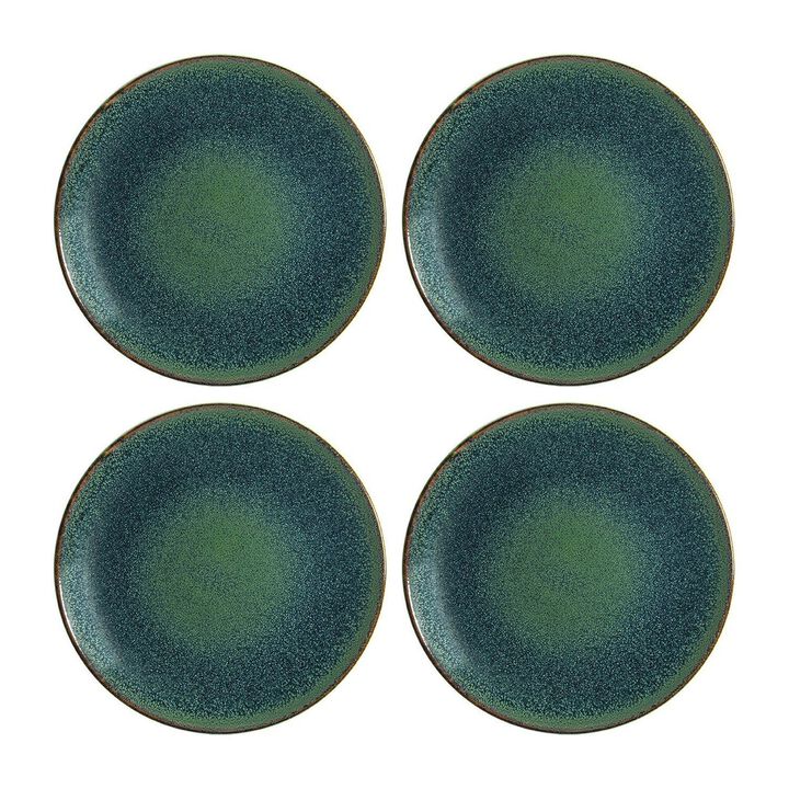 Mar dia.12" Round Blue Porcelain Plate (Set of 4)
