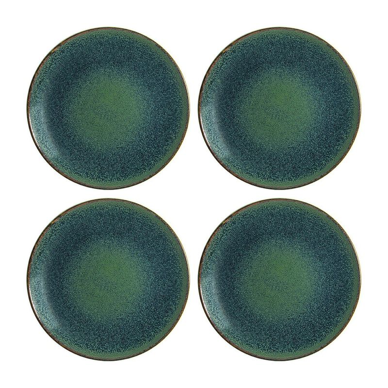 Mar dia.12" Round Blue Porcelain Plate (Set of 4)
