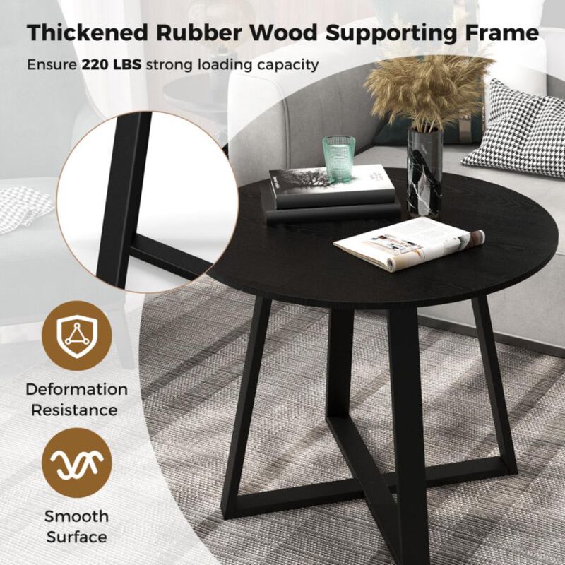 Hivvago 36 Inch Mid-Century Round Dining Table with Pedestal Base for Dining Room