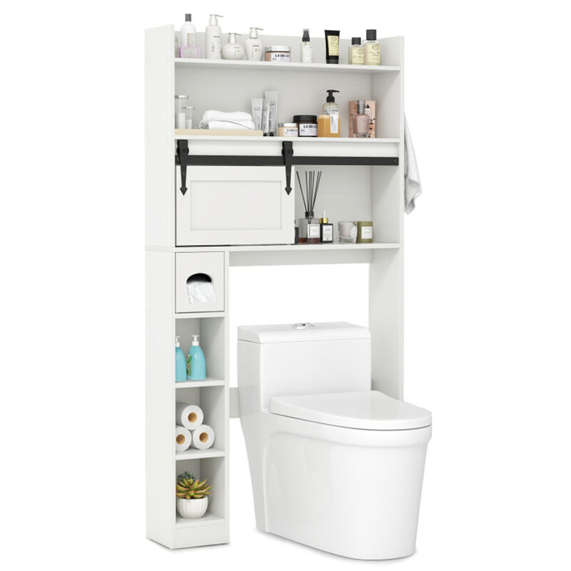 Freestanding Toilet Storage Cabinet with Adjustable Shelves, Bathroom Organizer