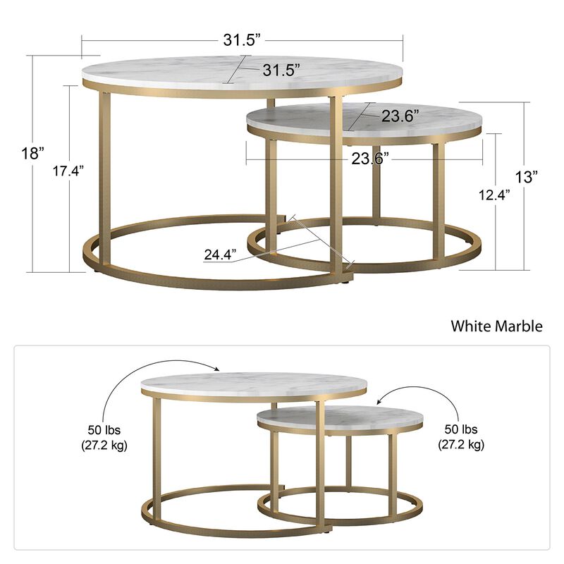 CosmoLiving by Cosmopolitan Amelia Nesting Coffee Tables, Terrazzo