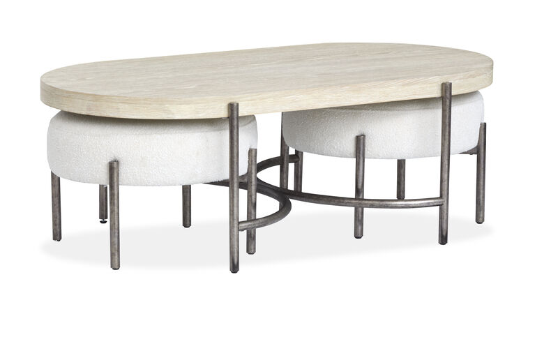 Jennings Cocktail Table with 2 Cocktail Ottomans