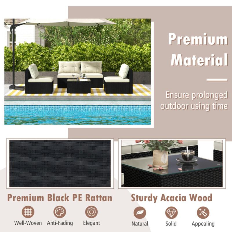 Hivvago 5 Pieces Outdoor Patio Furniture Set with Cushions and Coffee Table