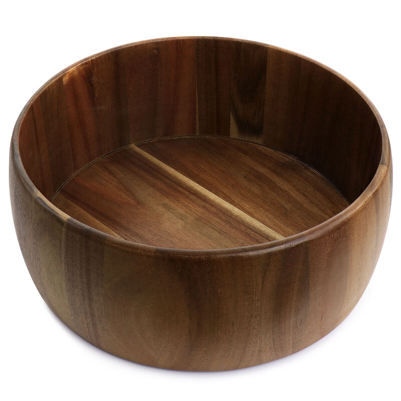 Gibson Elite 3 Piece Acacia Wood Salad Bowl and Spoon Set in Brown