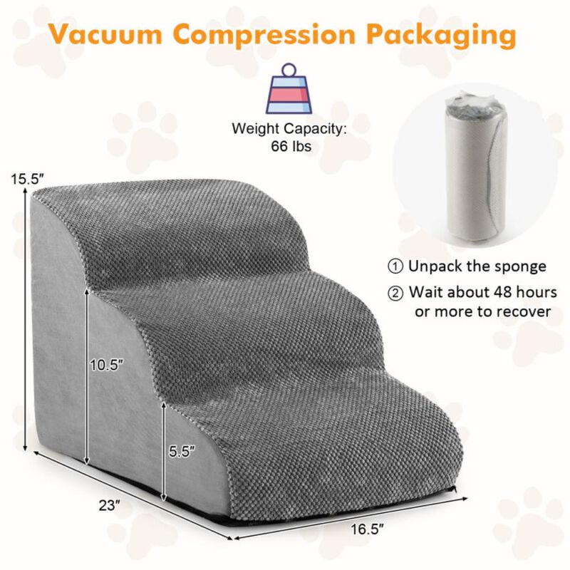Hivvago 3-Tier Non-Slip Dog Steps with High-Density Sponge and Silicone Paw Prints