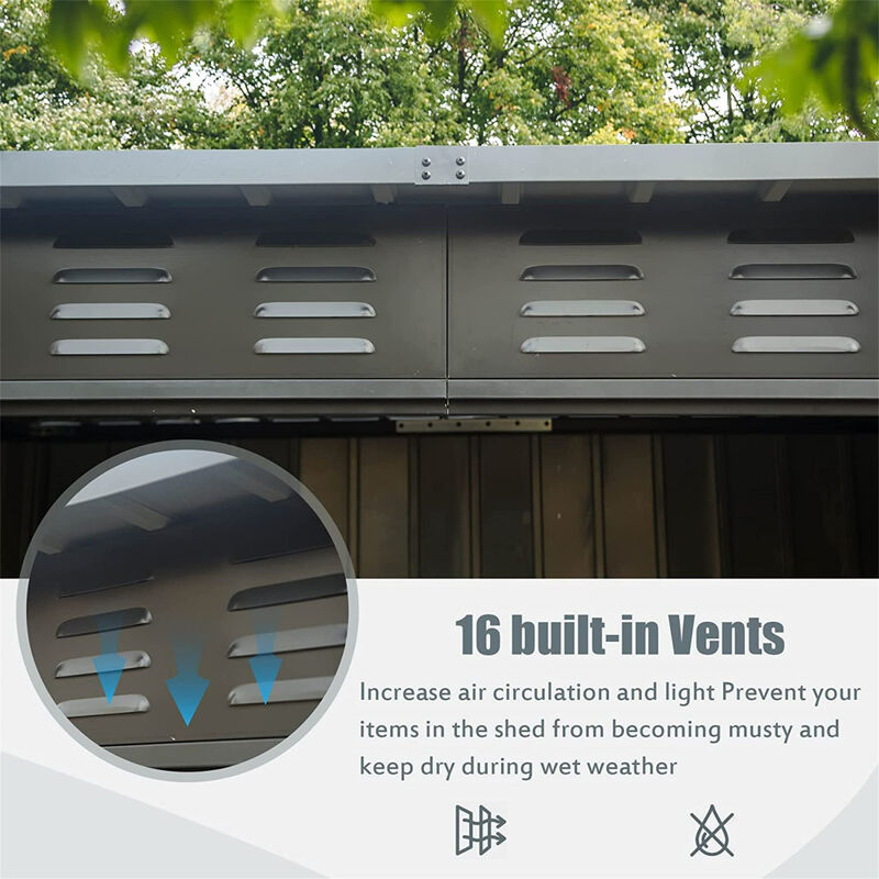 Outdoor Metal Storage Shed with Sloping Roof and Lockable Door