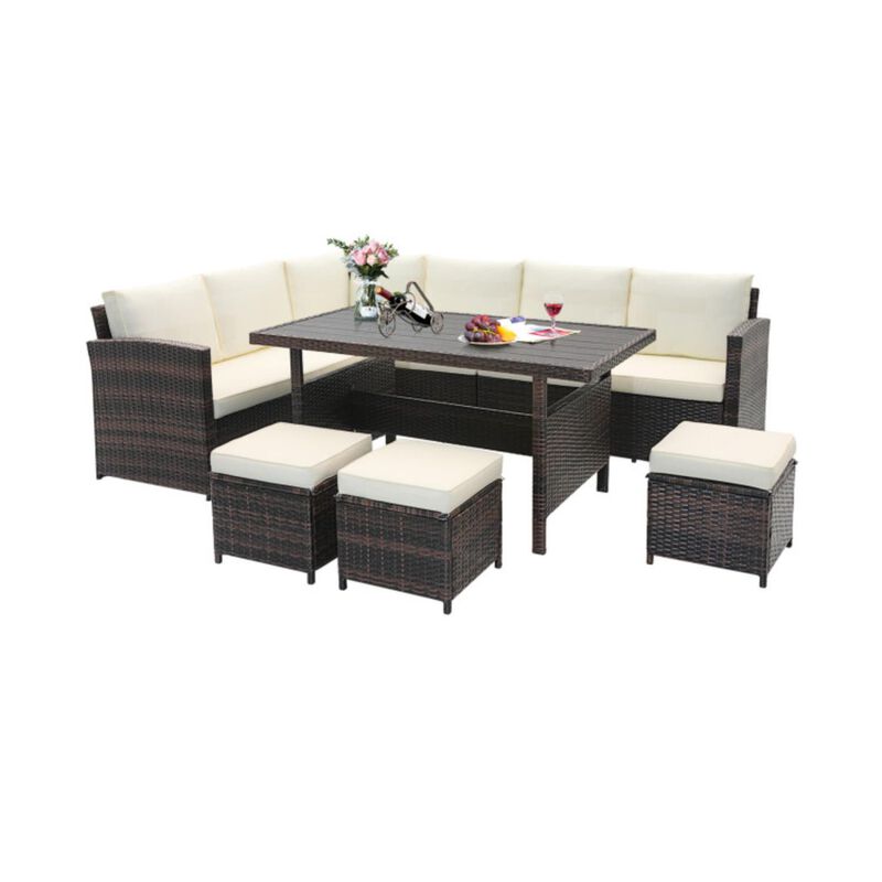 Hivvago 7 Pieces Wicker Patio Furniture Set-White