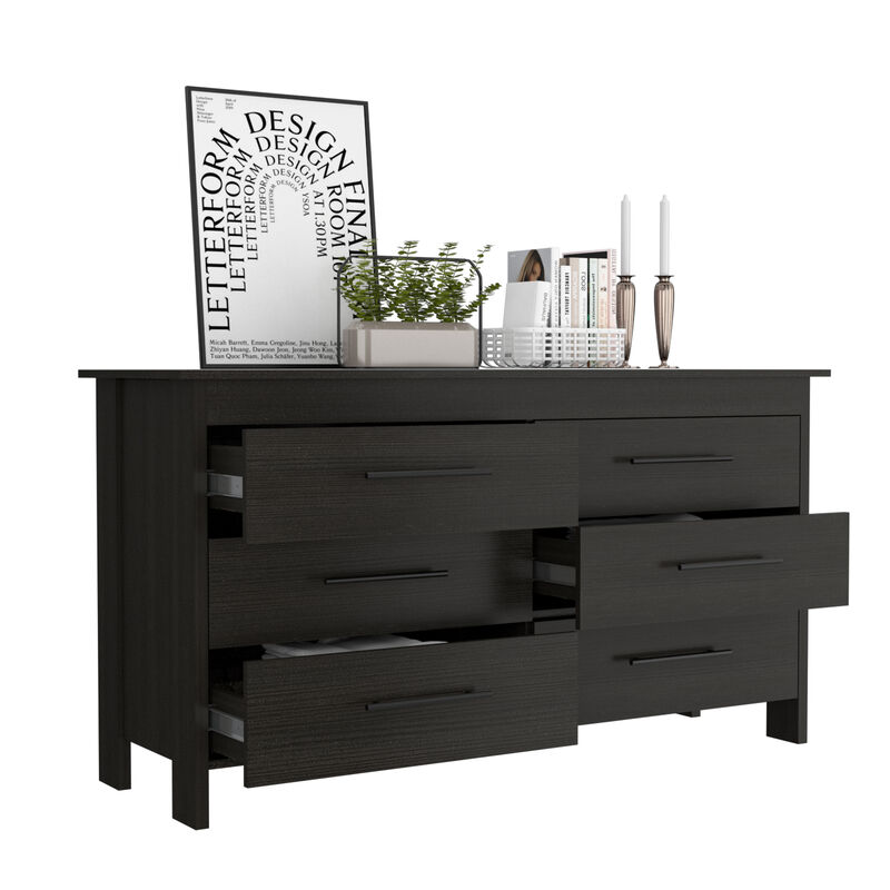 6 Drawer Double Dresser Wezz, Bedroom, Black