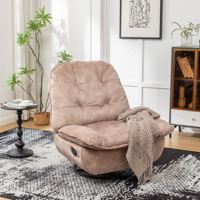 Merax Velvet Reclining Lazy Chair with Mobile Phone Holder