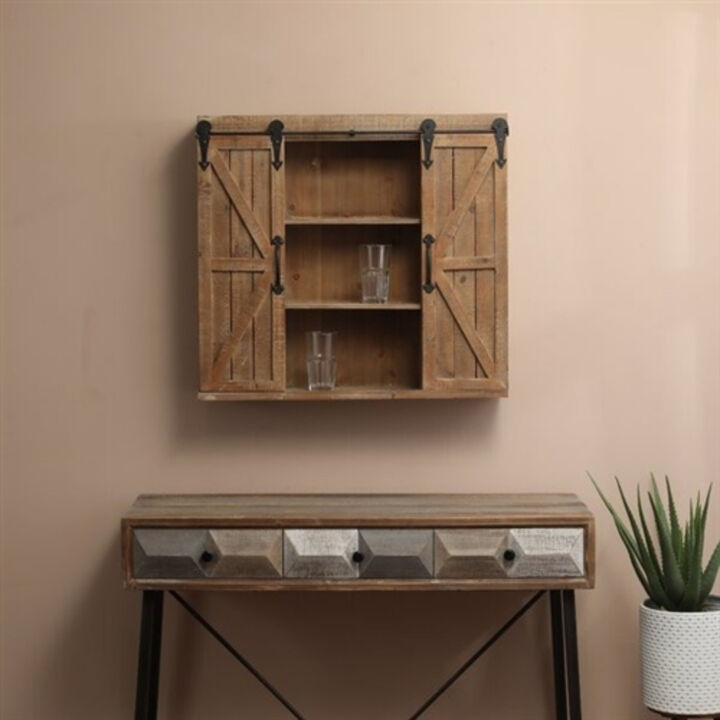 Farmhouse Sliding Bathroom Wall Mounted Cabinet with 2 Doors & Shelves – Rustic Charm Meets Practical Storage