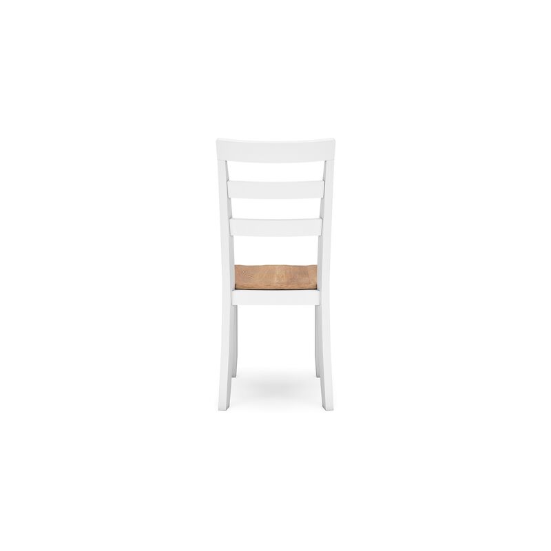 Gasy Dining Chair Set of 2, 22 Inch White and Brown Mango Wood Veneer - Benzara