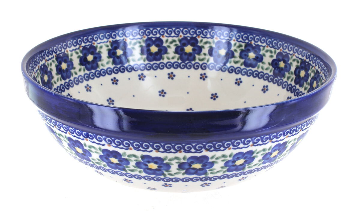 Blue Rose Polish Pottery Aztec Flower Medium Serving Bowl
