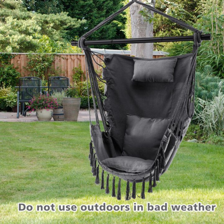 Hivvago Hanging Rope Swing Chair with Soft Pillow and Cushions