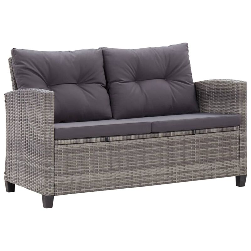 vidaXL 6 Piece Garden Sofa Set with Cushions Poly Rattan Dark Gray