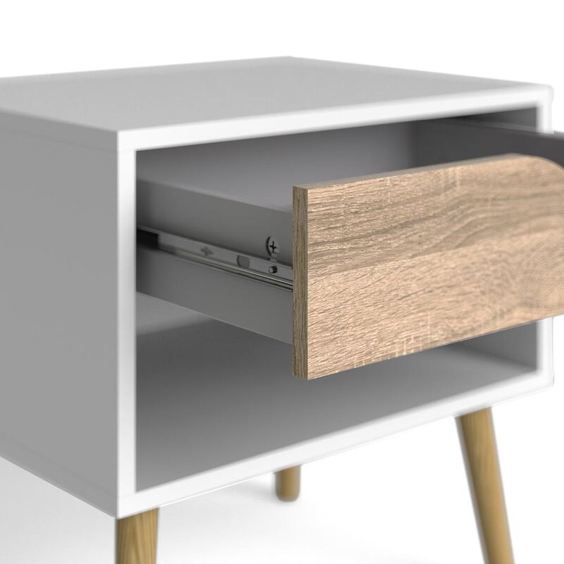 Tvilum Diana 1 Drawer Nightstand - White/Oak Structure