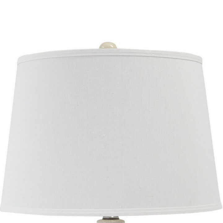Hardback Shade Table Lamp with Double Gourd Ceramic Base, Cream-Benzara