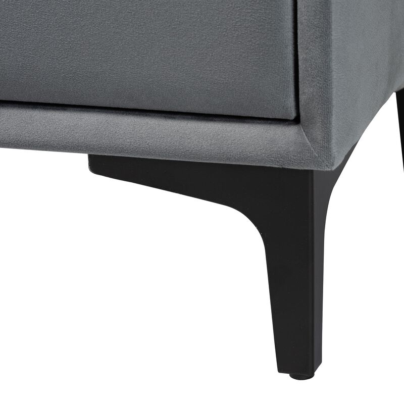 Baxton Studio Etienne Modern Slate Grey Velvet 2 Drawer Nightstand