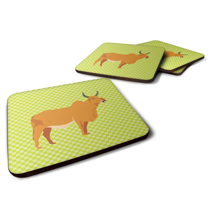 Caroline's Treasures Zebu Indicine Cow Green Decorative coasters, 3.5, Multicolor