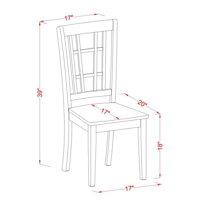 East West Furniture Nicoli  Dining  Chair  with  Wood  Seat  buttermilk  &  brown  finish,  Set  of  2