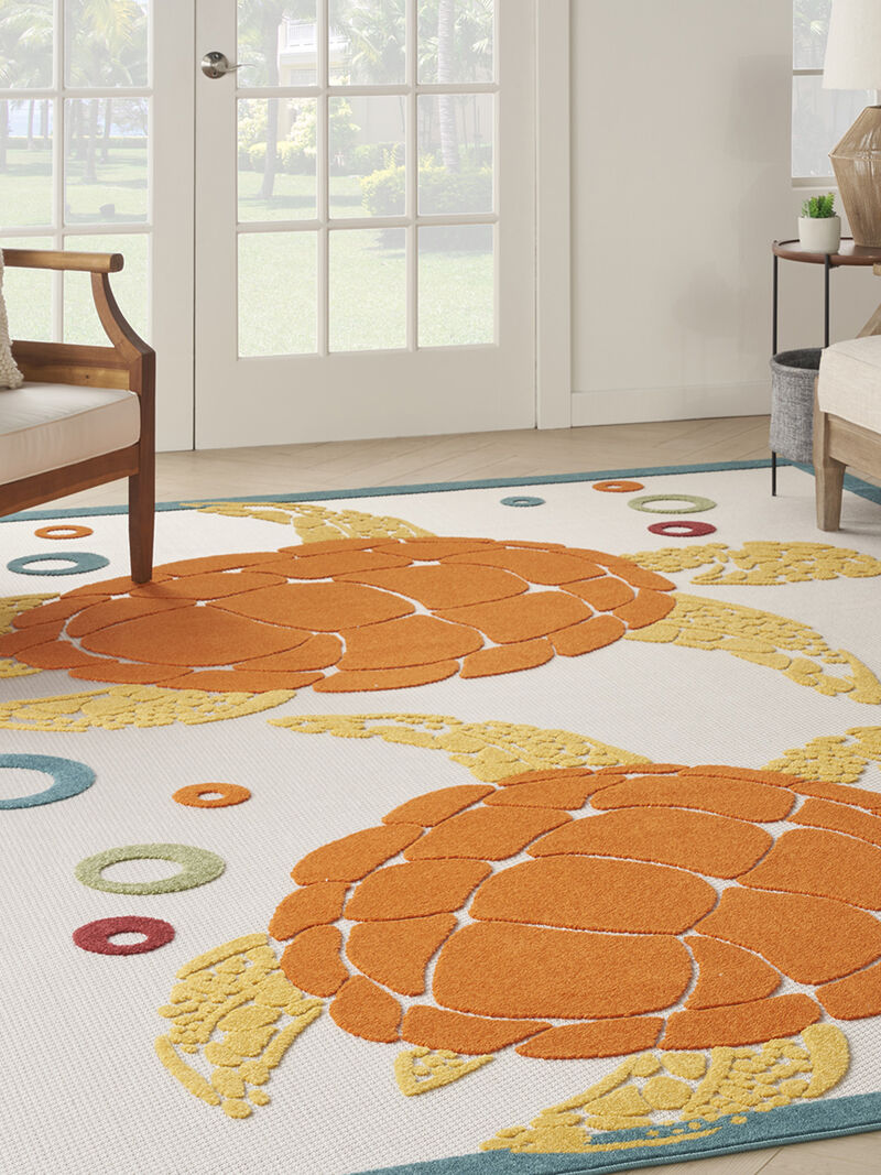 Aloha ALH27 Teal/Multicolor 3'6" x 5'6" Rug