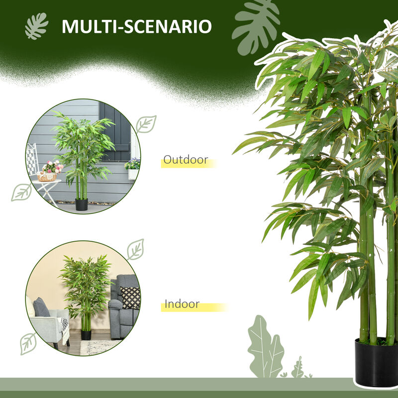 4.5' Artificial Bamboo Tree Fake Potted Decorative Plant w/ 336 Realistic Leaves