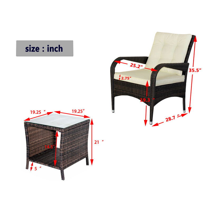 Outdoor Patio Furniture Sets 3 Piece Conversation Set Wicker Rattan Sectional Sofa With Seat