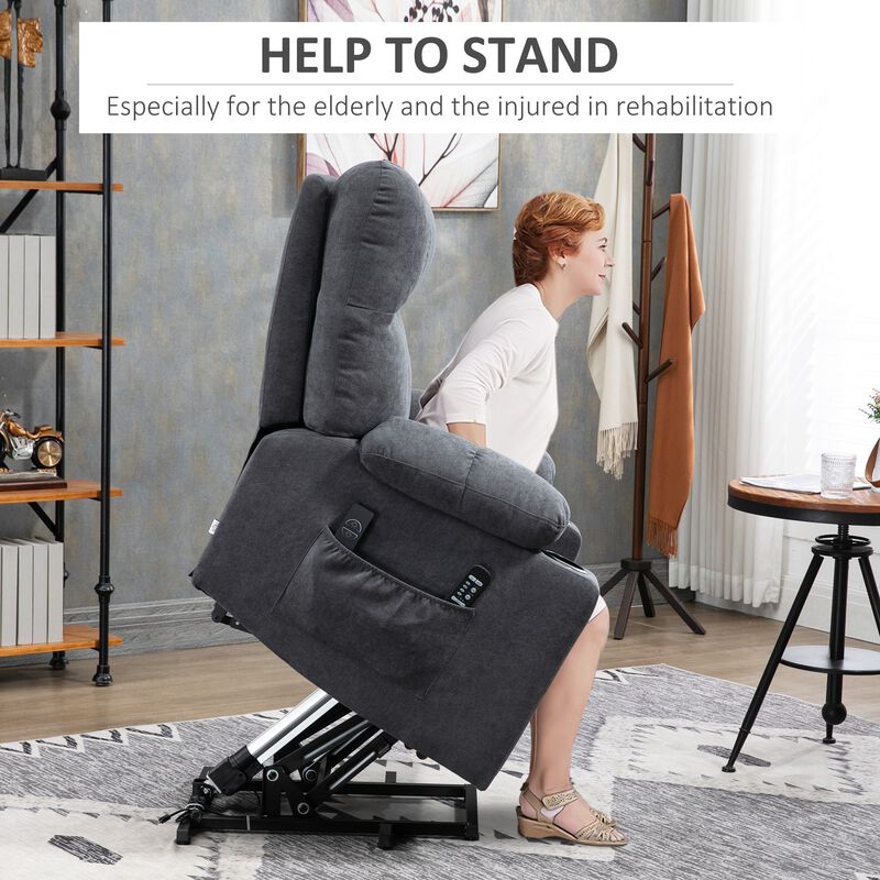 Electric Power Lift Chair Recliners for Cozy Seekers, Oversized Recliner Chair with Remote Control, Dark Gray