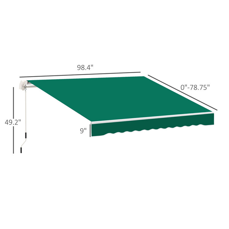 8'x7' Manual Retractable Sun Shade Shelter Outdoor Patio Awning Canopy Green