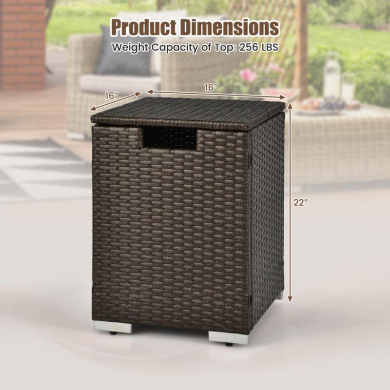 Hivvago 2-in-1 Patio Rattan Gas Propane Tank Cover for 20 lbs Propane Tanks-Brown