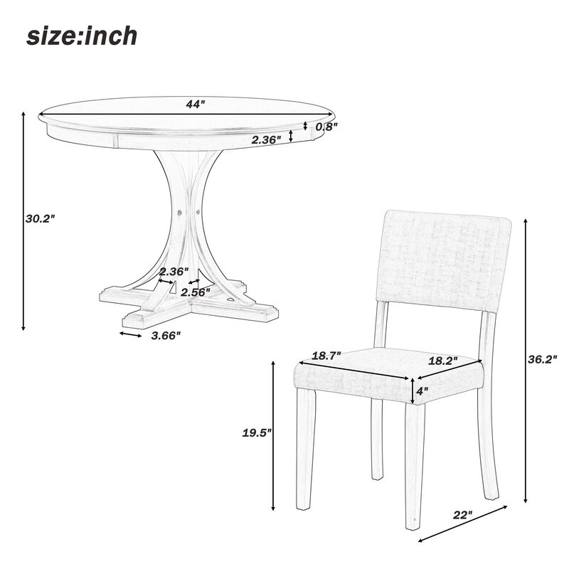 Merax 5-Piece Retro Round Dining Table Set